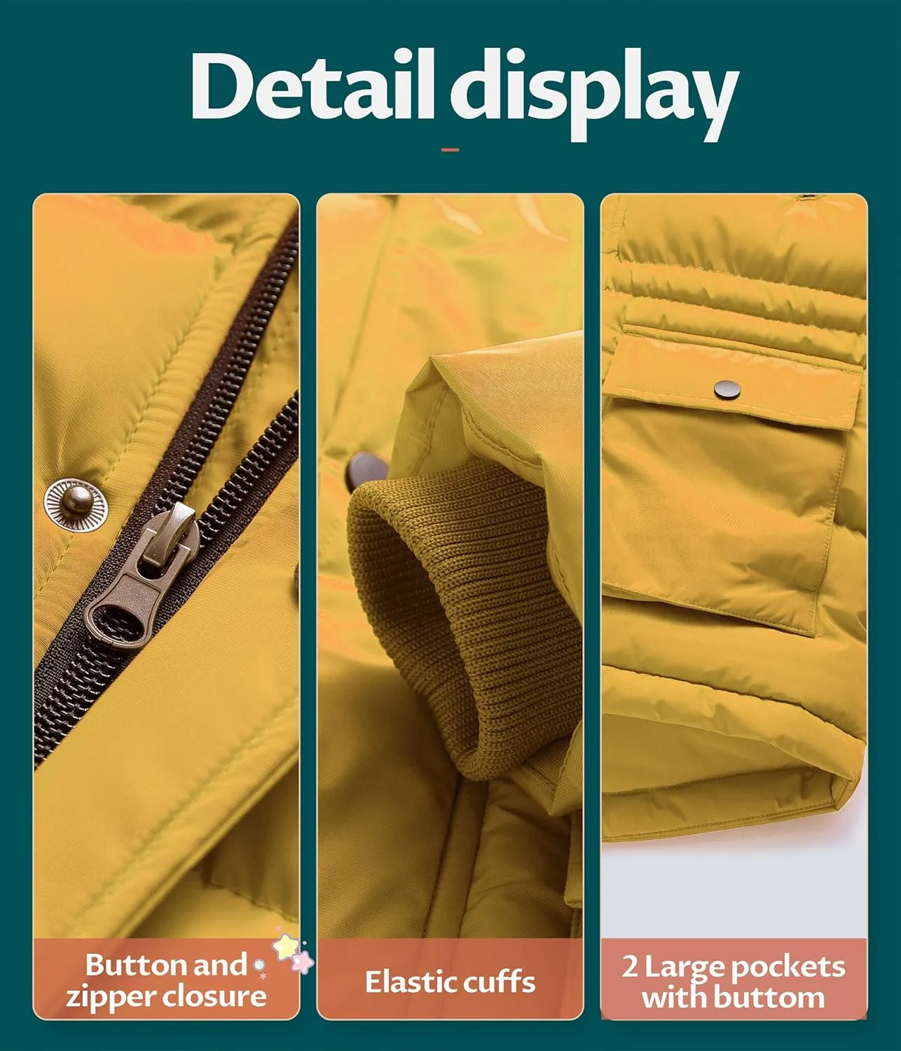 CREATMO US Boy's Winter Parka Water Resistant Hooded Puffer Fleece Lined Jackets Coats