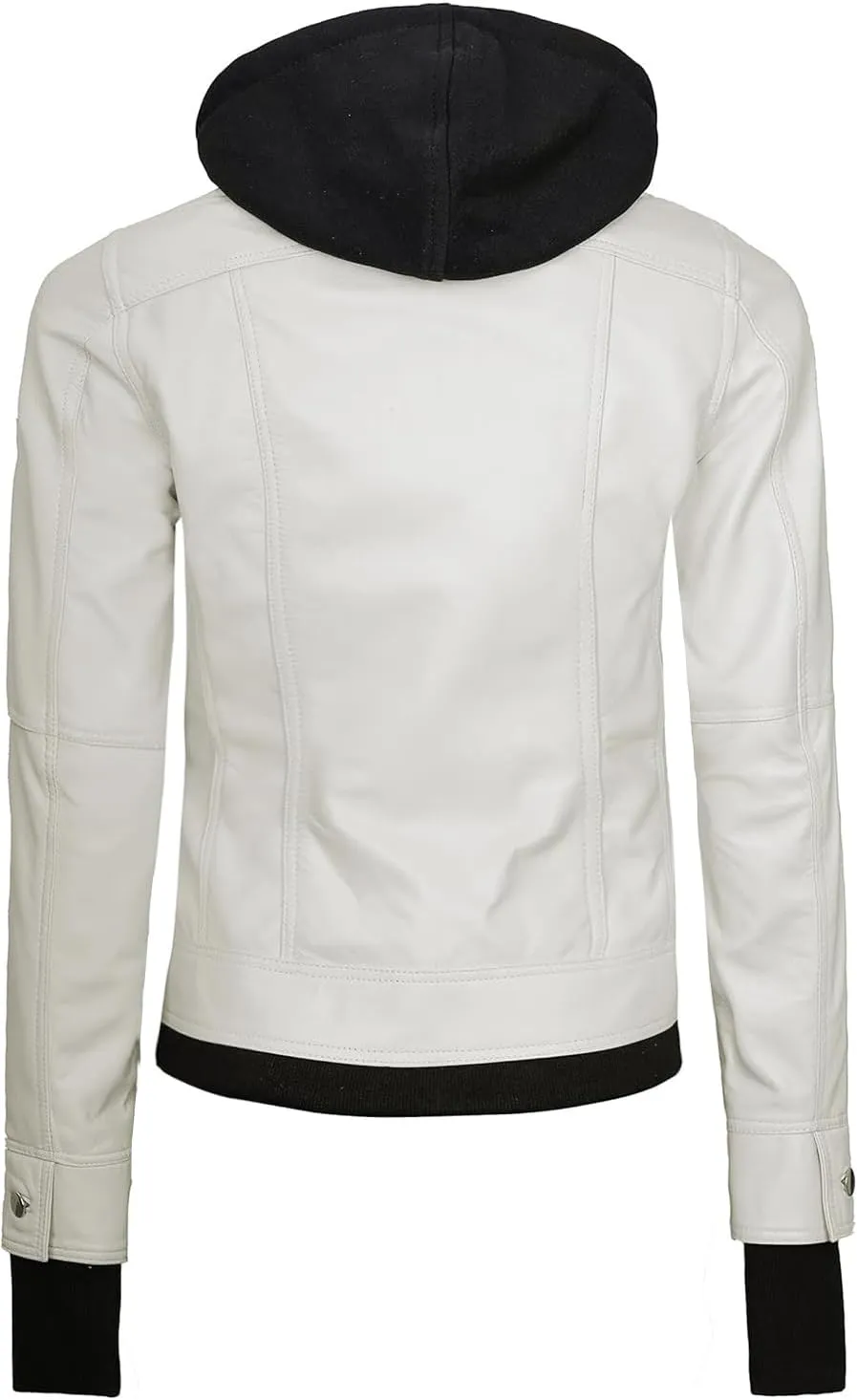 Decrum Hooded Leather Jacket Women - Real Lambskin Womens Leather Jacket with Removable Hood