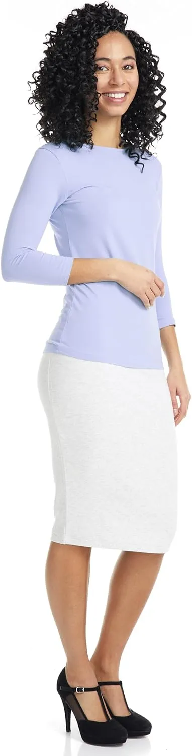 ESTEEZ Womens 3/4 Sleeve Cotton Snug Fit High Neck Base Layering T-Shirt