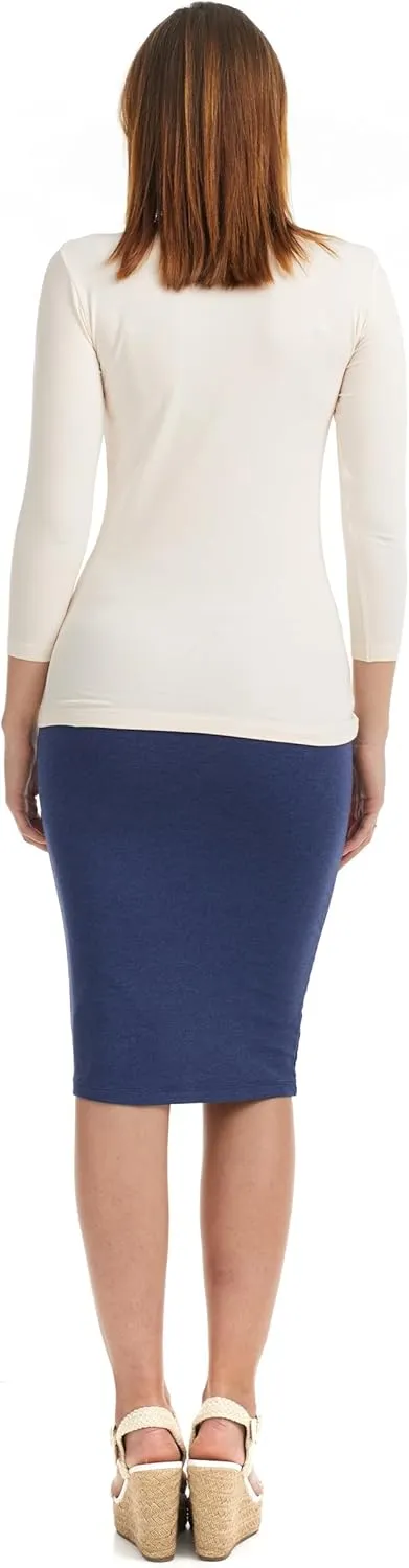 ESTEEZ Womens 3/4 Sleeve Cotton Snug Fit High Neck Base Layering T-Shirt