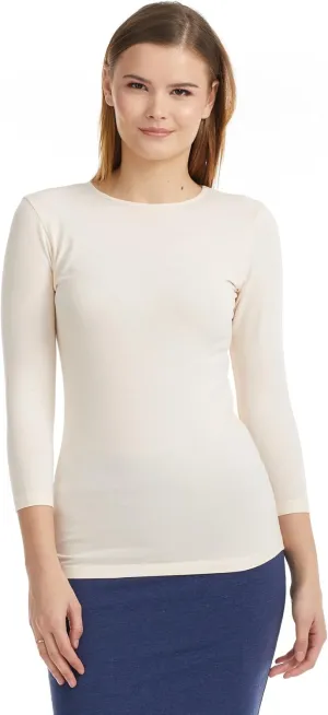 ESTEEZ Womens 3/4 Sleeve Cotton Snug Fit High Neck Base Layering T-Shirt