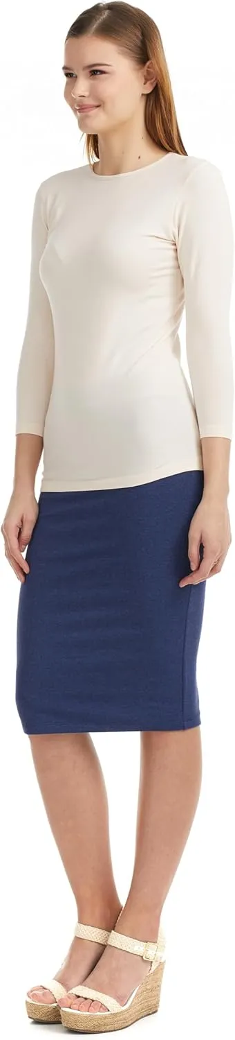 ESTEEZ Womens 3/4 Sleeve Cotton Snug Fit High Neck Base Layering T-Shirt