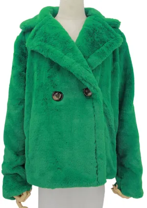 FAUX FUR 2 BUTTON COAT - EMERALD  WAS $109 .... NOW....