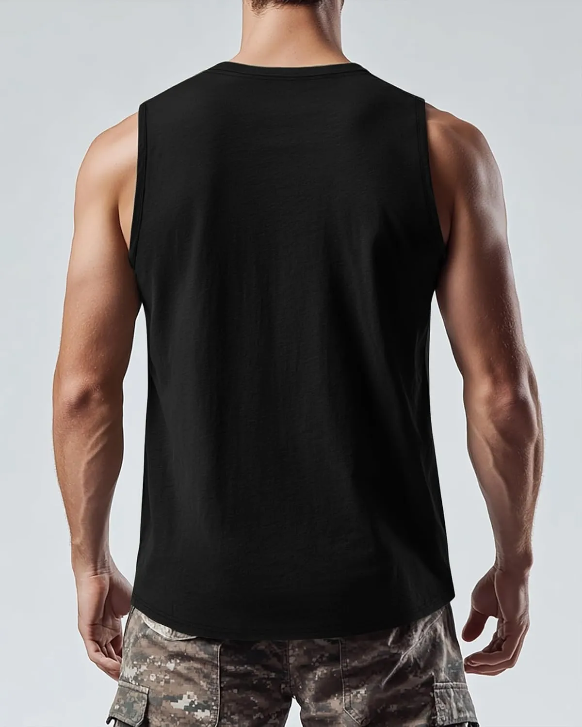 Ficerd 3 Pack Men's Big Tall Tank Tops, Cotton Moisture Wicking Muscle Shirts Sleeveless Solid Color Basic Tee Shirts
