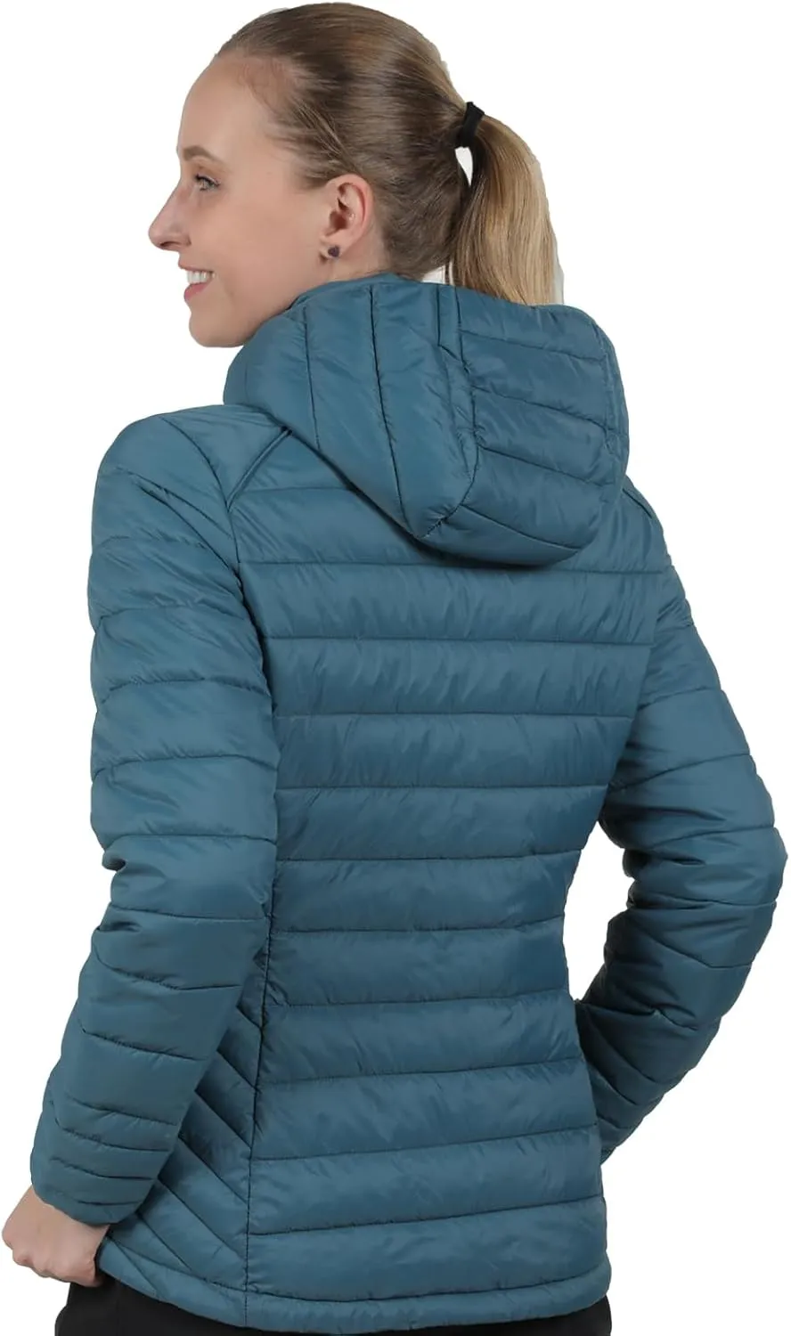 fit space Women's Puffer Jacket Synthetic Insulated Down Quilted Lightweight Coat with Hooded Water Resistant Packable