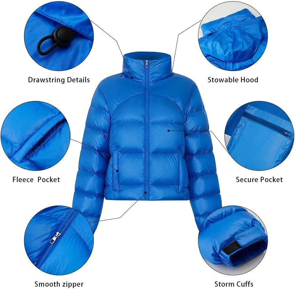 Fitouch Los Women's Down Cropped Puffer Jacket Bomber Coat | Short | 700  Fill Power