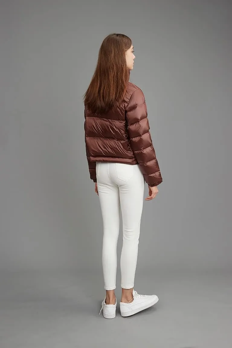 Fitouch Los Women's Down Cropped Puffer Jacket Bomber Coat | Short | 700  Fill Power