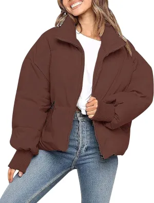 Gihuo Womens Winter Cropped Puffer Jacket Coat Short Warm Quilted Jacket