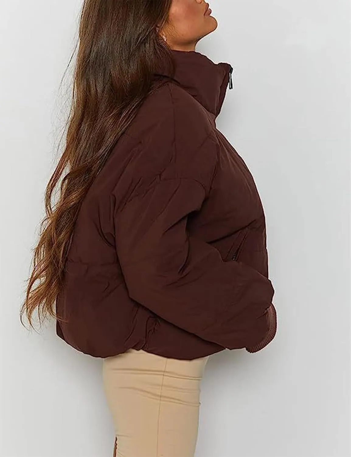 Gihuo Womens Winter Cropped Puffer Jacket Coat Short Warm Quilted Jacket