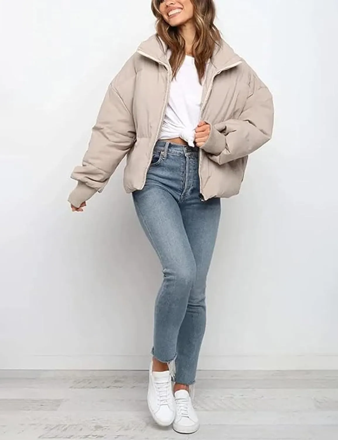 Gihuo Womens Winter Cropped Puffer Jacket Coat Short Warm Quilted Jacket