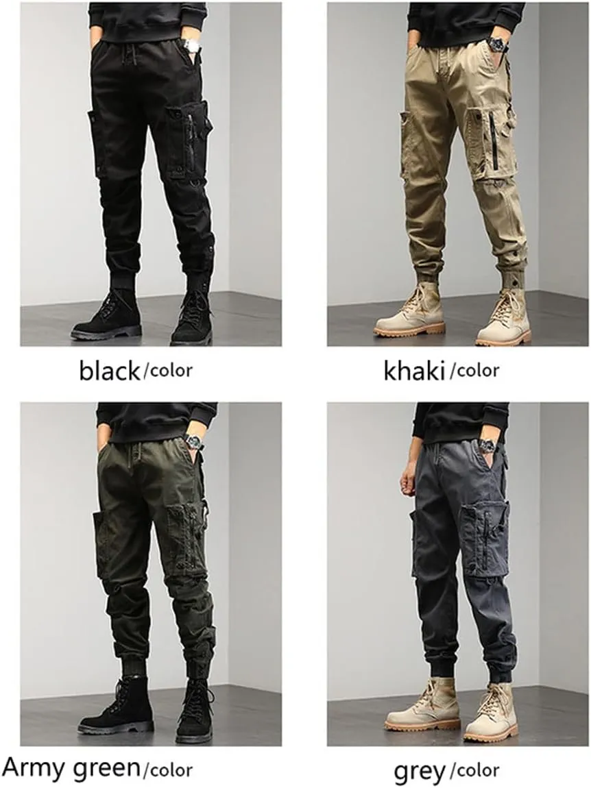 Gothic Overalls Men's Korean Version of The Harem Pencil Pants Loose Beam Multi-Pocket Trousers
