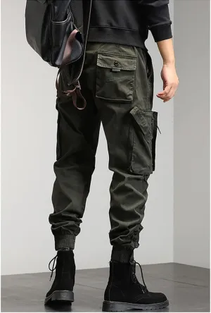 Gothic Overalls Men's Korean Version of The Harem Pencil Pants Loose Beam Multi-Pocket Trousers