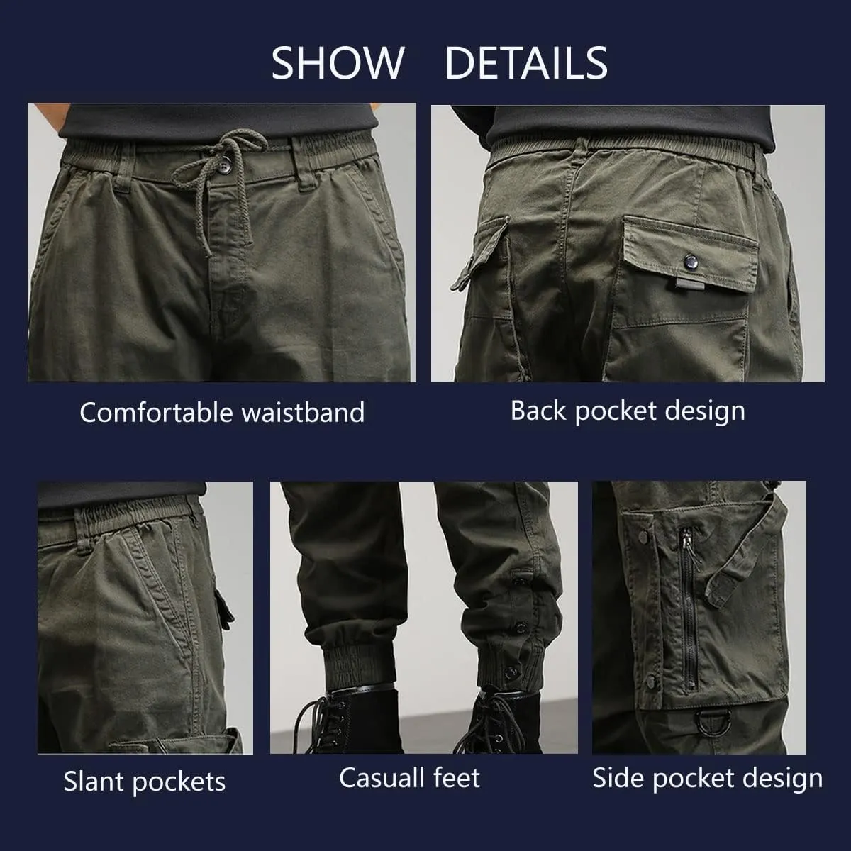 Gothic Overalls Men's Korean Version of The Harem Pencil Pants Loose Beam Multi-Pocket Trousers