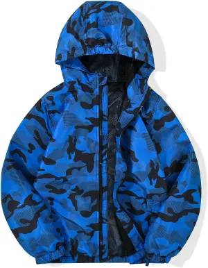 JOYSON Kid Boys Rain Jackets Lightweight Water-resistant Windbreaker Breathable Outerwear Raincoat with Hood