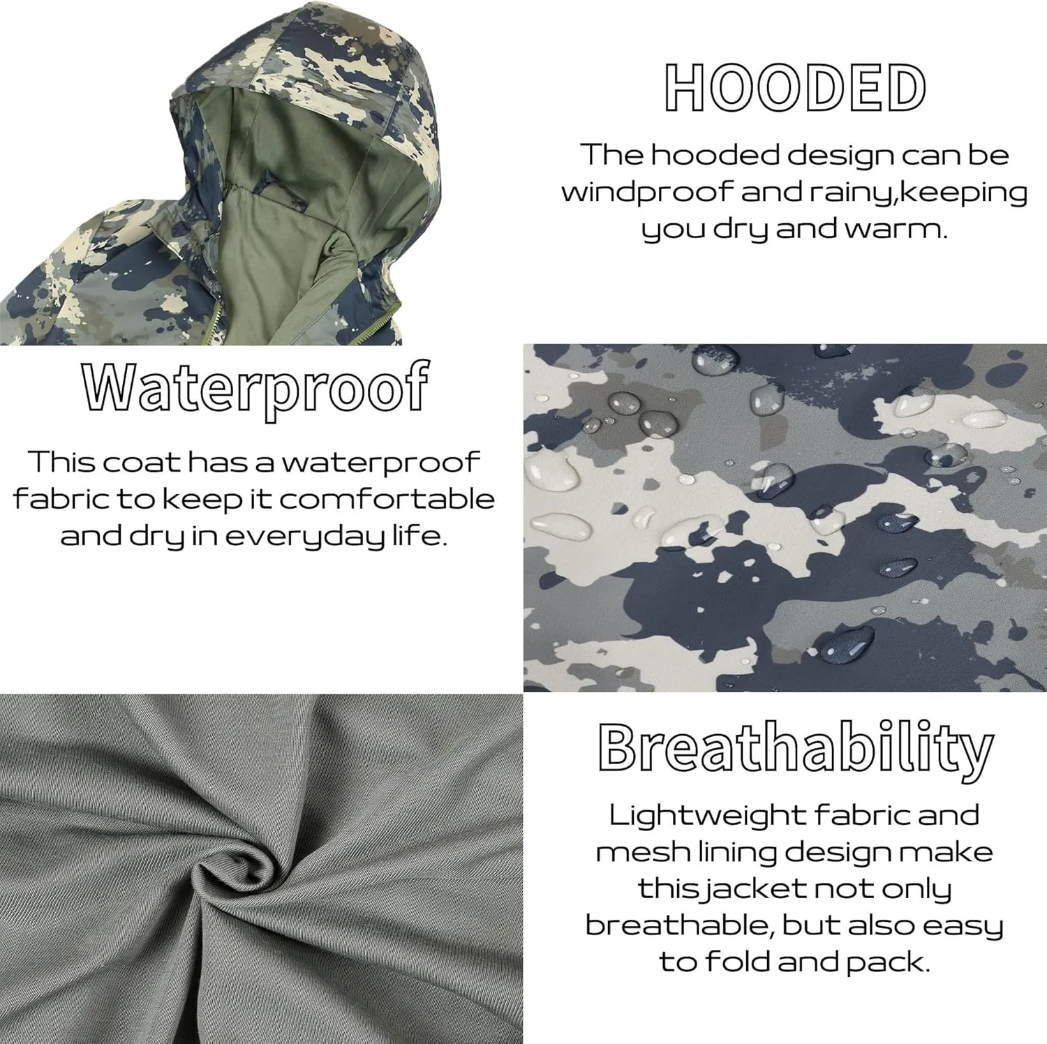 JOYSON Kid Boys Rain Jackets Lightweight Water-resistant Windbreaker Breathable Outerwear Raincoat with Hood