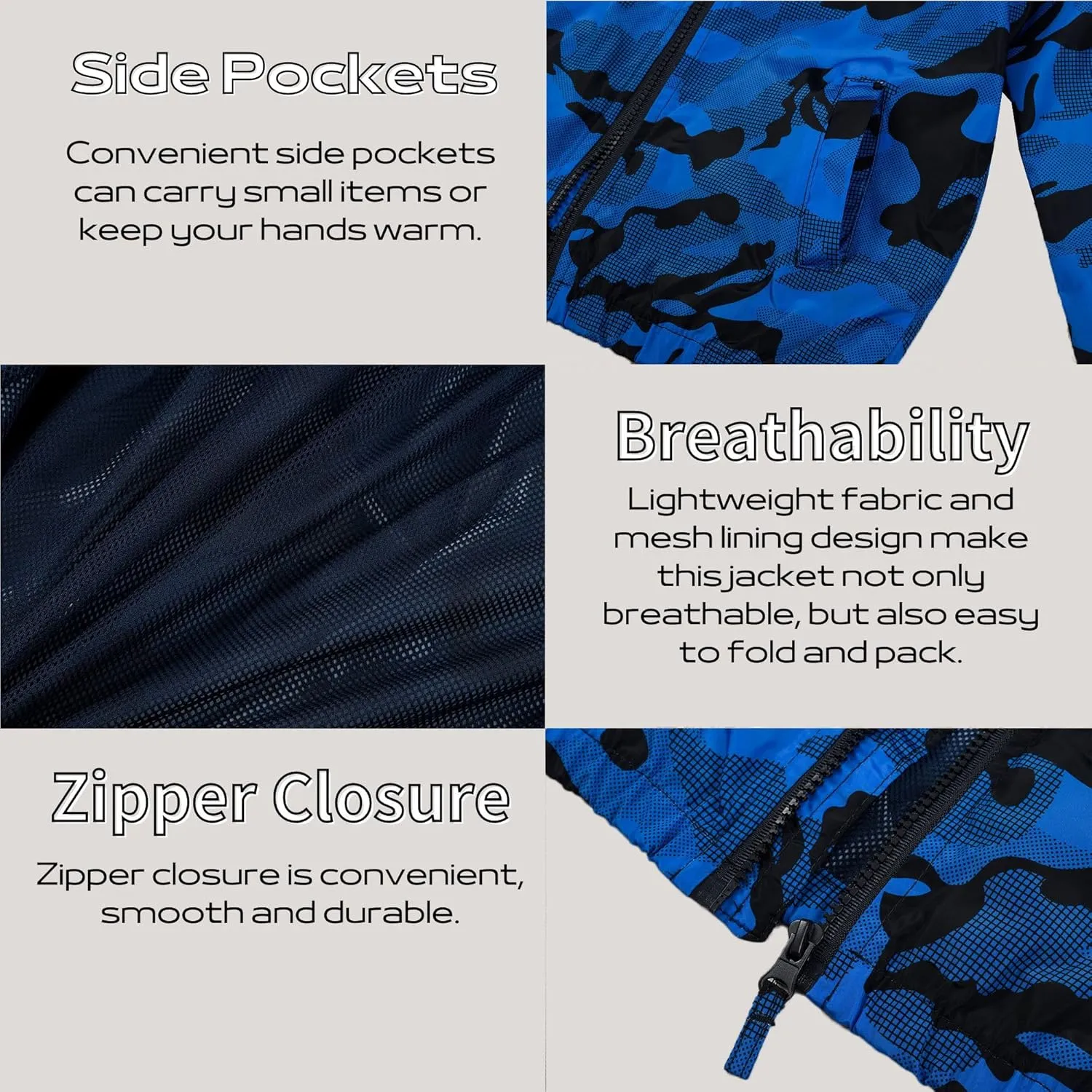 JOYSON Kid Boys Rain Jackets Lightweight Water-resistant Windbreaker Breathable Outerwear Raincoat with Hood