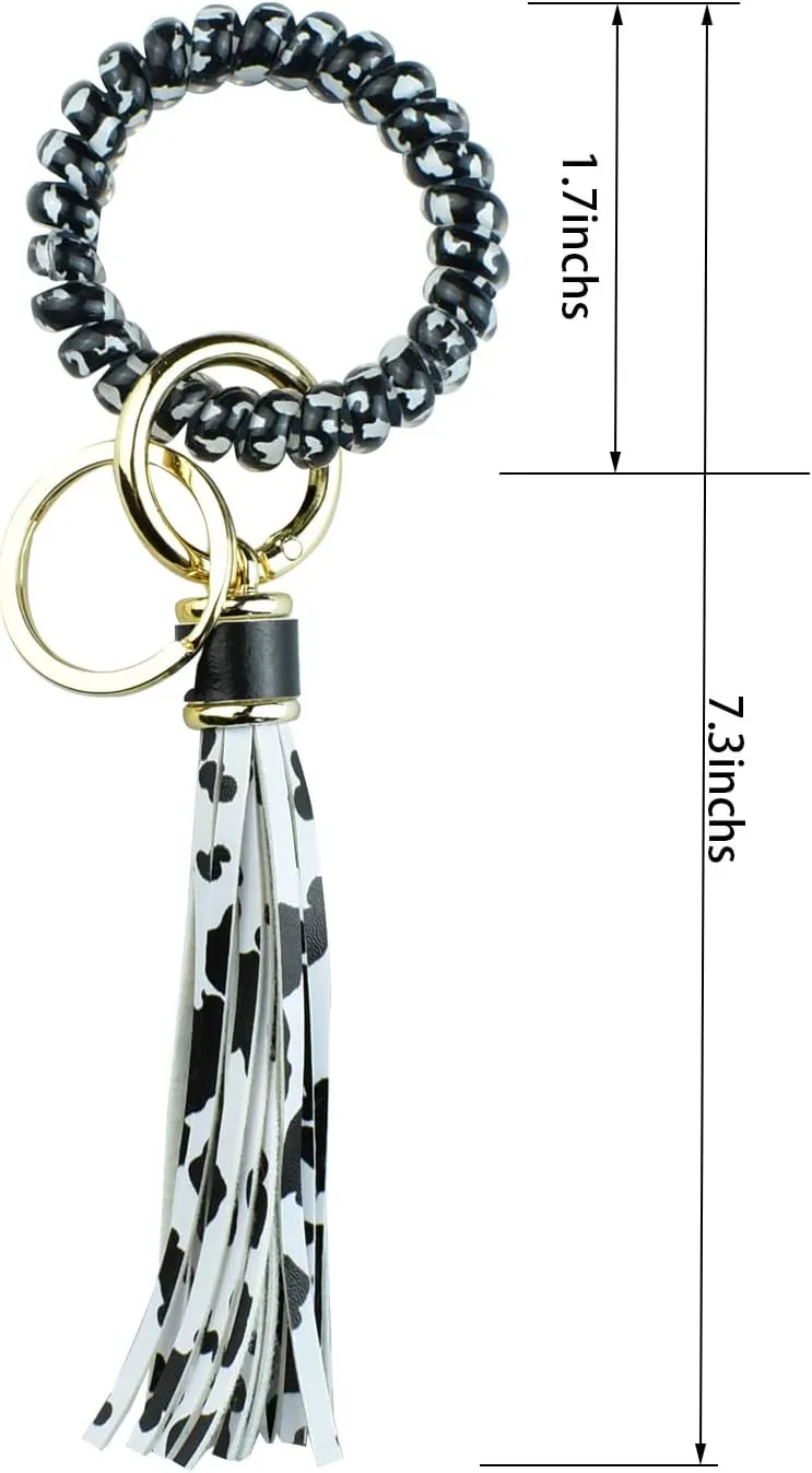 Leather Wristlet Keychain for Women GirlsWrist Keychain Bracelet Keychains Holder Stretchable Wristband Key Chain