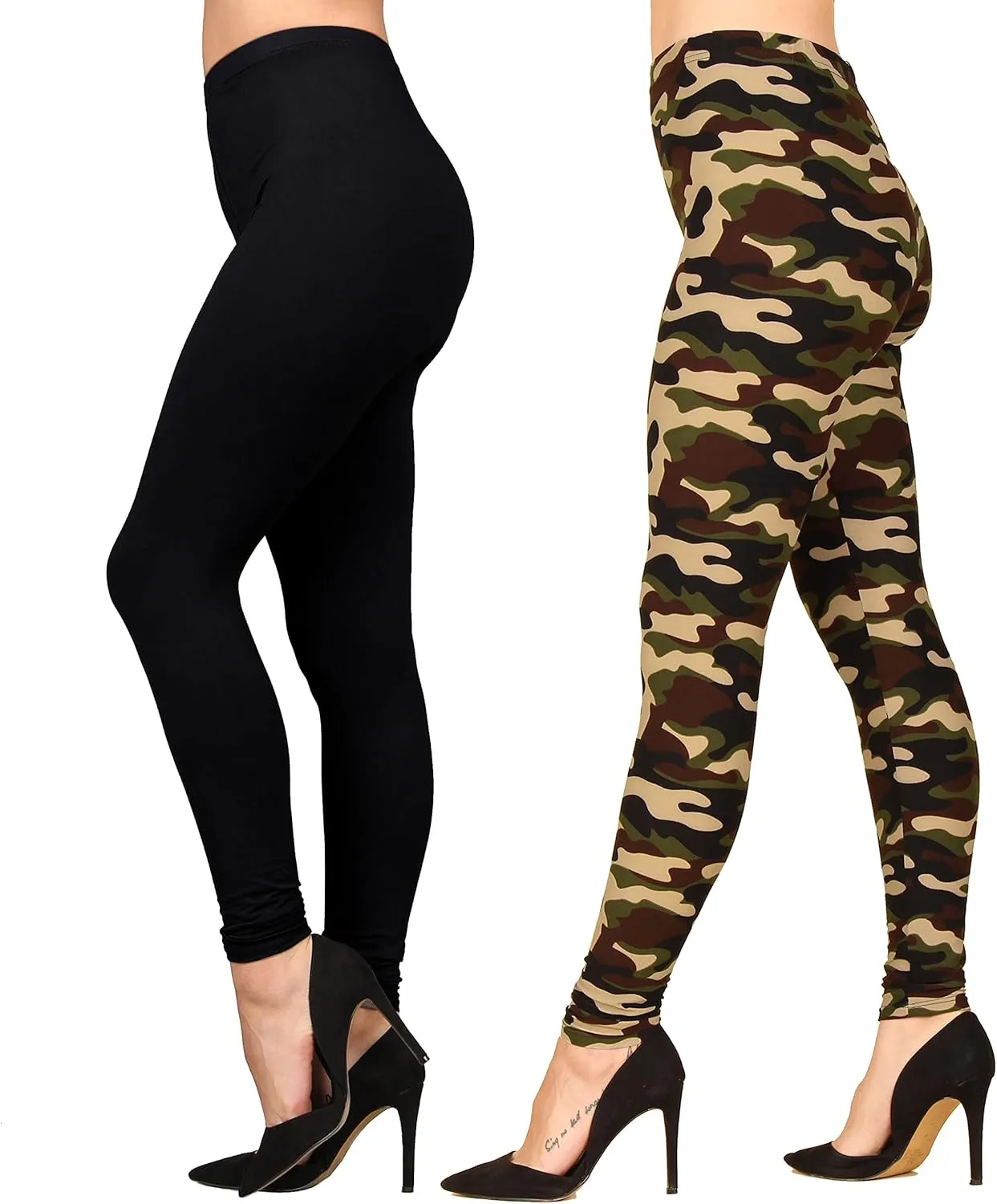 Lildy Womens Solid and Printed Super Soft Leggings, Stretchable No See-Through