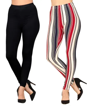 Lildy Womens Solid and Printed Super Soft Leggings, Stretchable No See-Through
