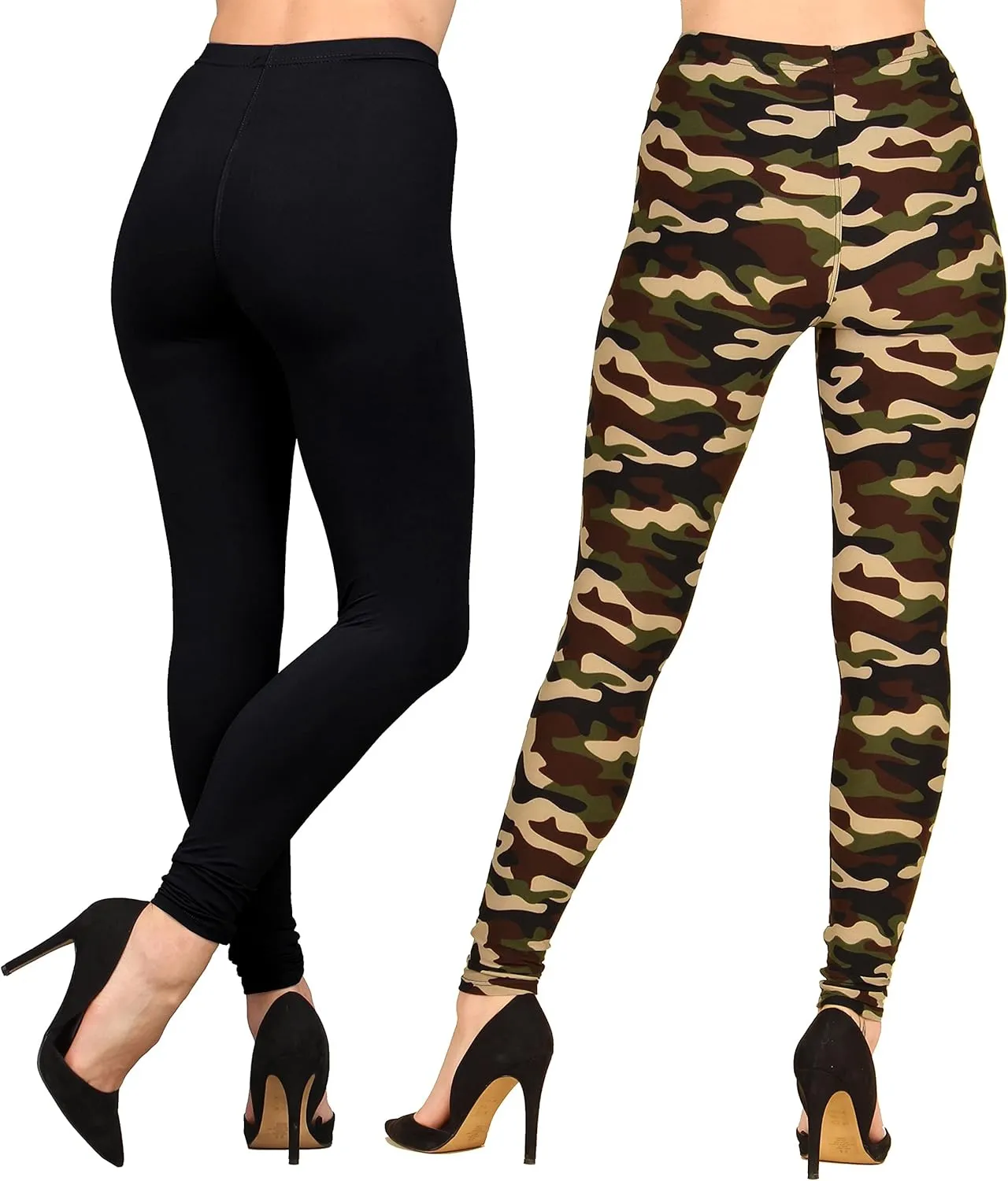 Lildy Womens Solid and Printed Super Soft Leggings, Stretchable No See-Through