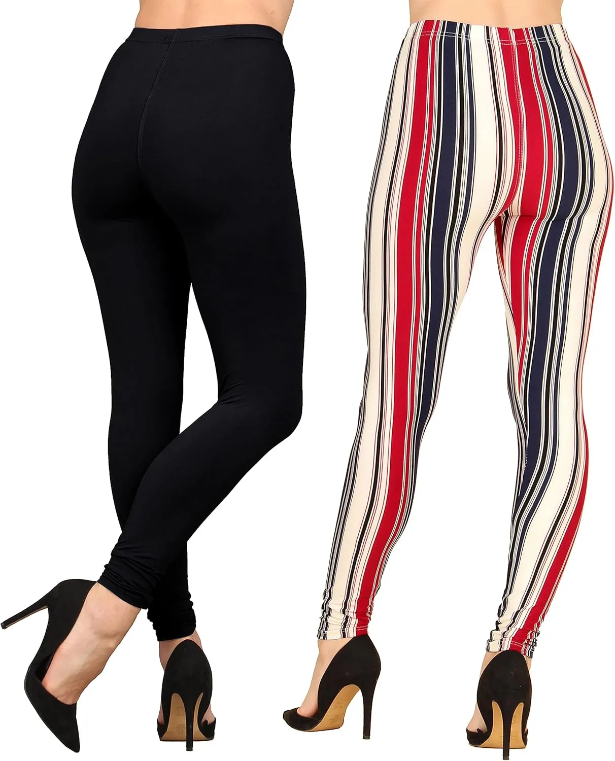 Lildy Womens Solid and Printed Super Soft Leggings, Stretchable No See-Through