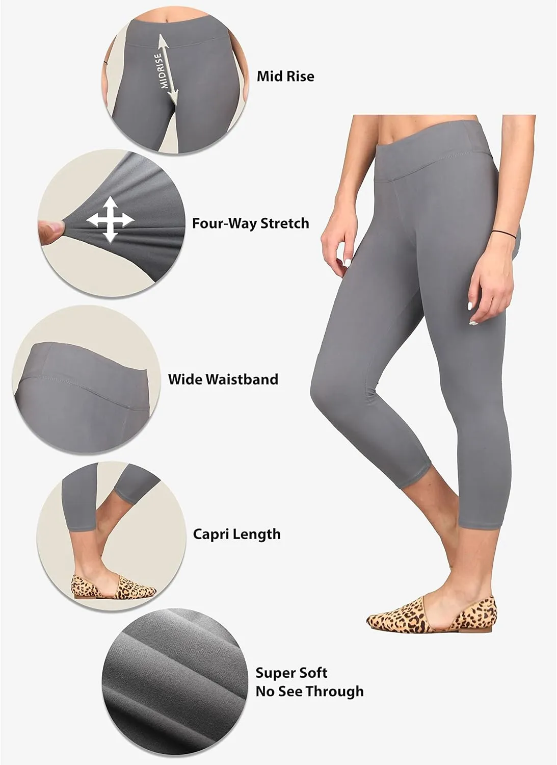 Lildy Womens Solid and Printed Super Soft Leggings, Stretchable No See-Through