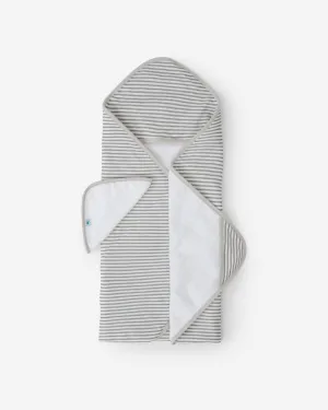 Little Unicorn Hooded Towel & Washcloth Set - Grey Stripe