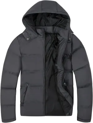MADHERO Men's Puffer Jacket Water-Resistant Insulated Down Alternative Outerwear Coats