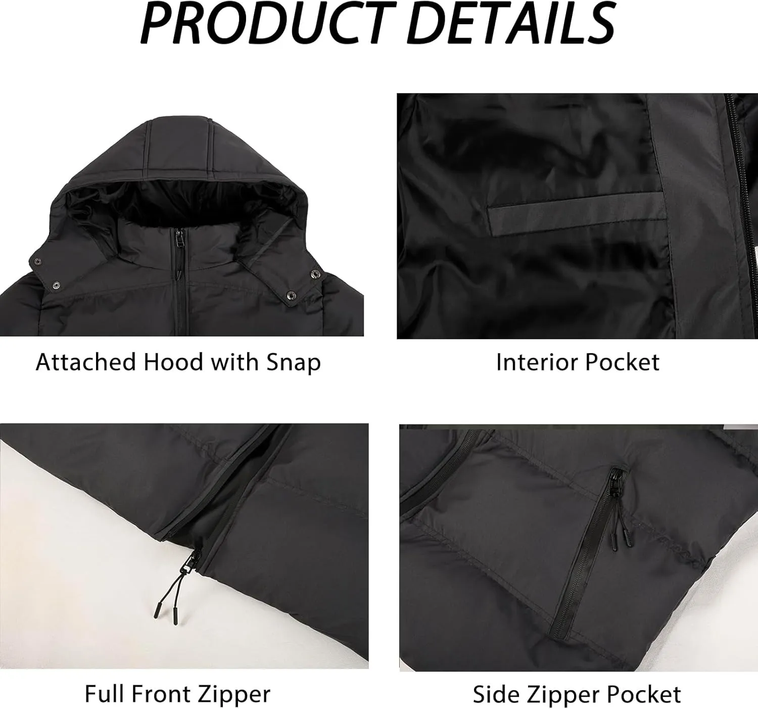 MADHERO Men's Puffer Jacket Water-Resistant Insulated Down Alternative Outerwear Coats