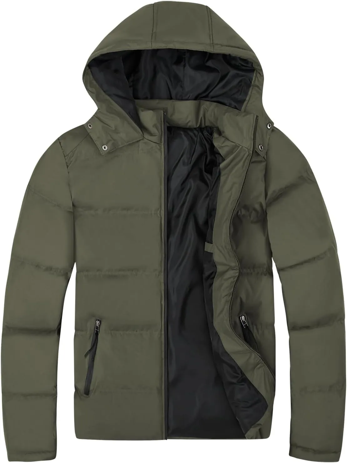 MADHERO Men's Puffer Jacket Water-Resistant Insulated Down Alternative Outerwear Coats