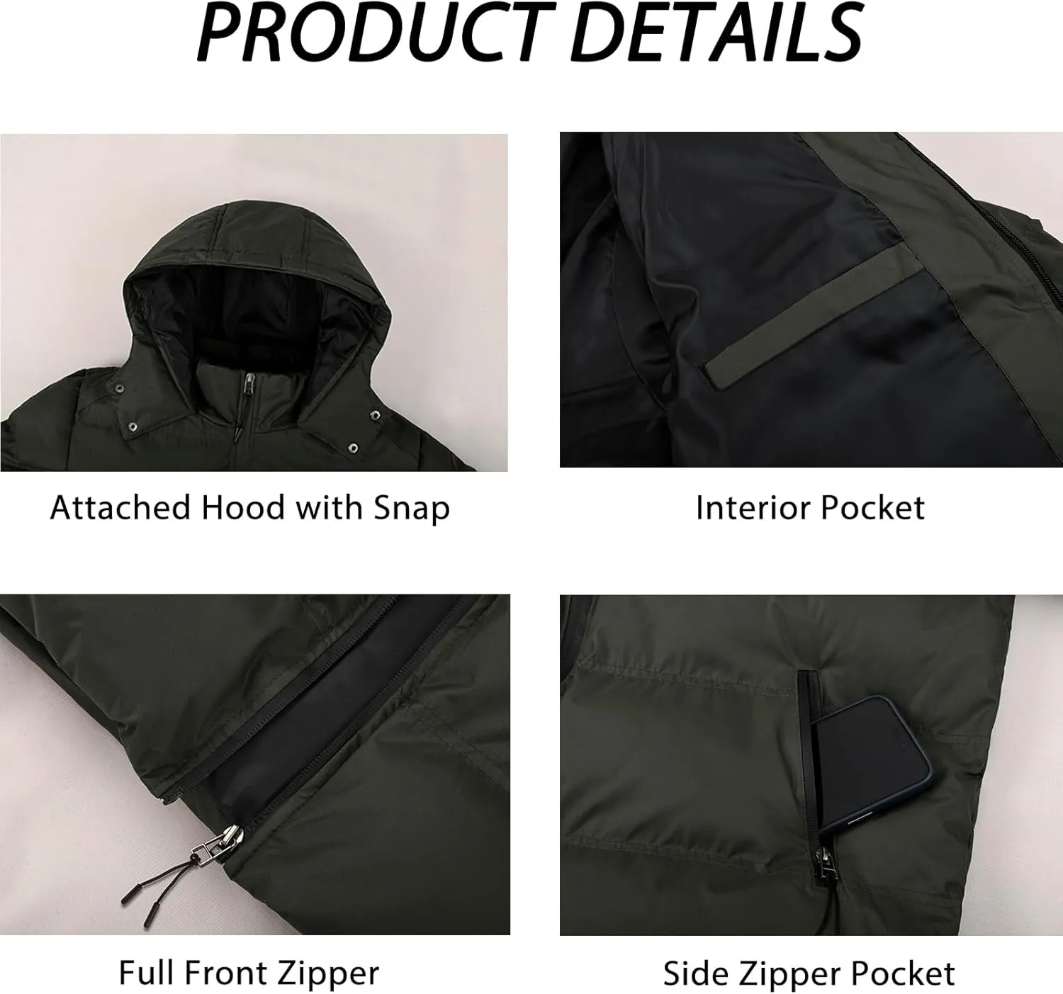 MADHERO Men's Puffer Jacket Water-Resistant Insulated Down Alternative Outerwear Coats