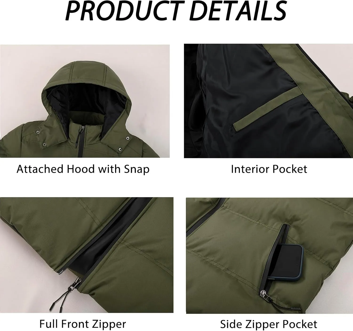 MADHERO Men's Puffer Jacket Water-Resistant Insulated Down Alternative Outerwear Coats