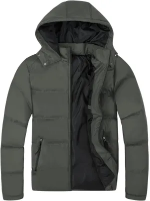 MADHERO Men's Puffer Jacket Water-Resistant Insulated Down Alternative Outerwear Coats