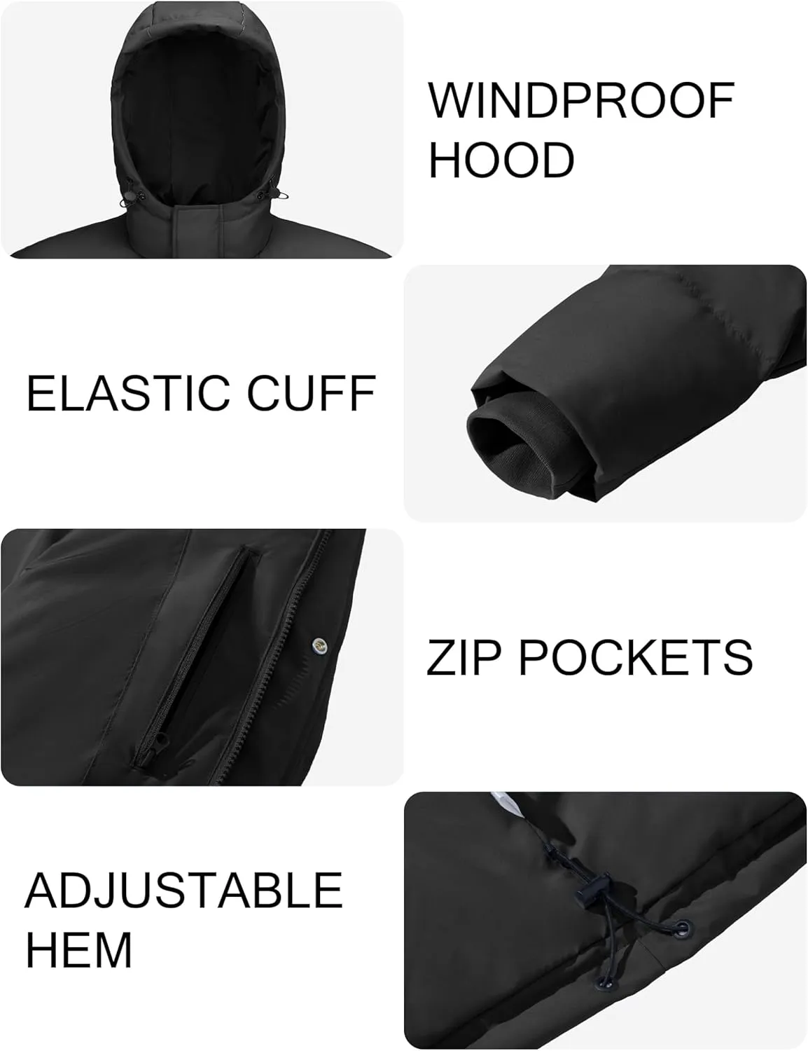 MAGCOMSEN Mens Hooded Down Jacket Water Resistant Puffer Jacket Full Zip Up Windproof Winter Jacket with Zip Pockets
