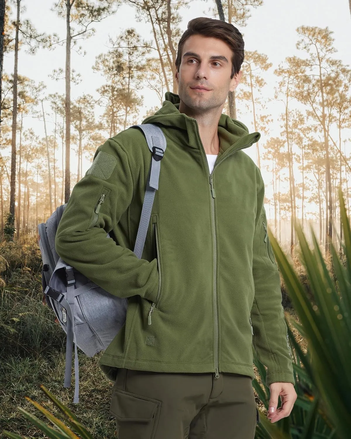 MAGCOMSEN Men's Military Tactical Jacket Warm Fleece Hoodies Sport Outdoor Winter Coats Windbreaker