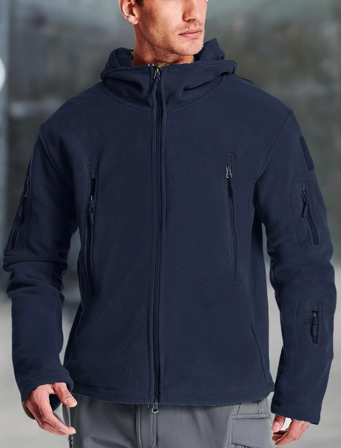 MAGCOMSEN Men's Military Tactical Jacket Warm Fleece Hoodies Sport Outdoor Winter Coats Windbreaker