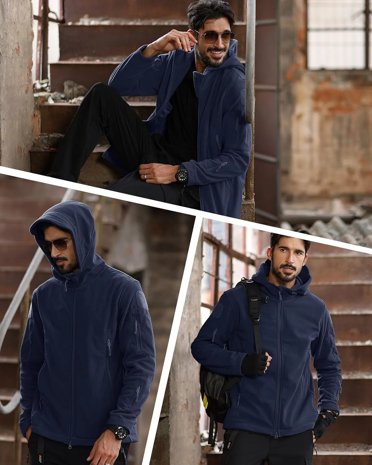 MAGCOMSEN Men's Military Tactical Jacket Warm Fleece Hoodies Sport Outdoor Winter Coats Windbreaker