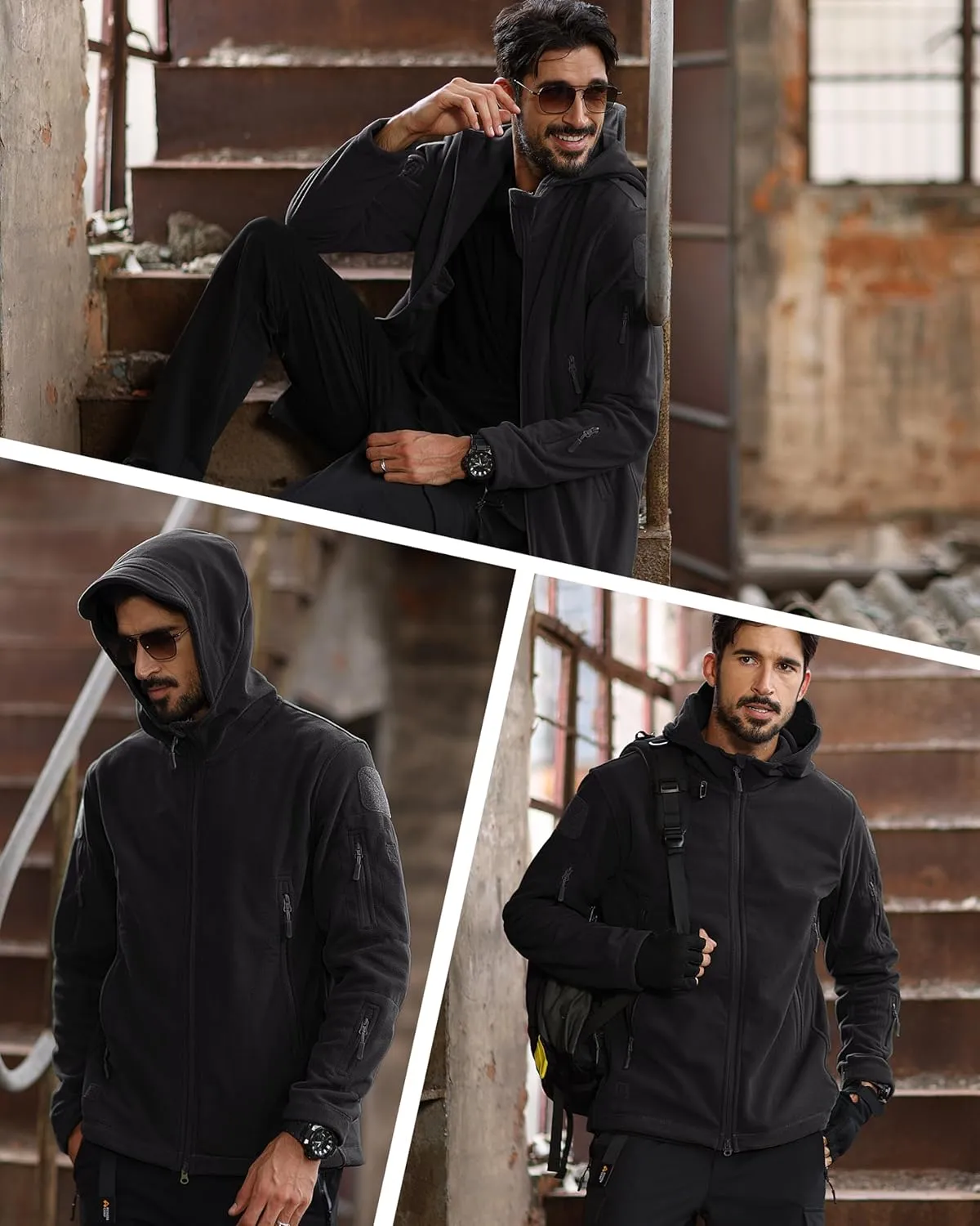 MAGCOMSEN Men's Military Tactical Jacket Warm Fleece Hoodies Sport Outdoor Winter Coats Windbreaker