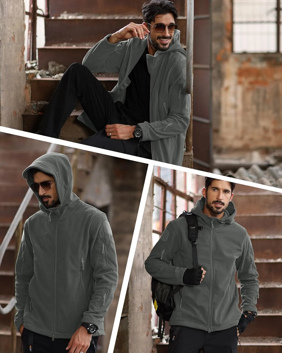 MAGCOMSEN Men's Military Tactical Jacket Warm Fleece Hoodies Sport Outdoor Winter Coats Windbreaker