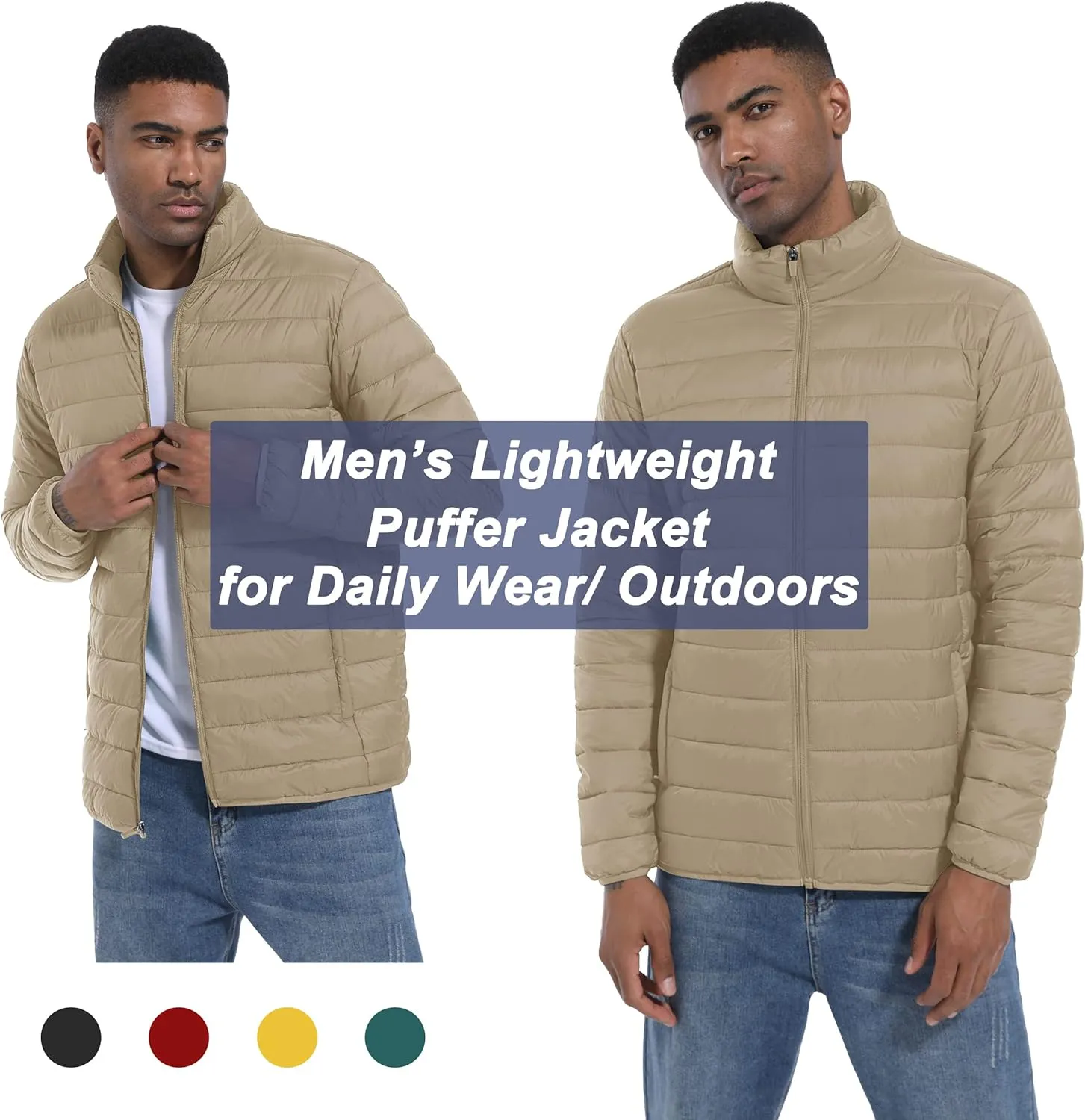 MAGCOMSEN Men's Puffer Jacket Lightweight Warm Winter Coats Water Repellent Windproof Insulated Jacket