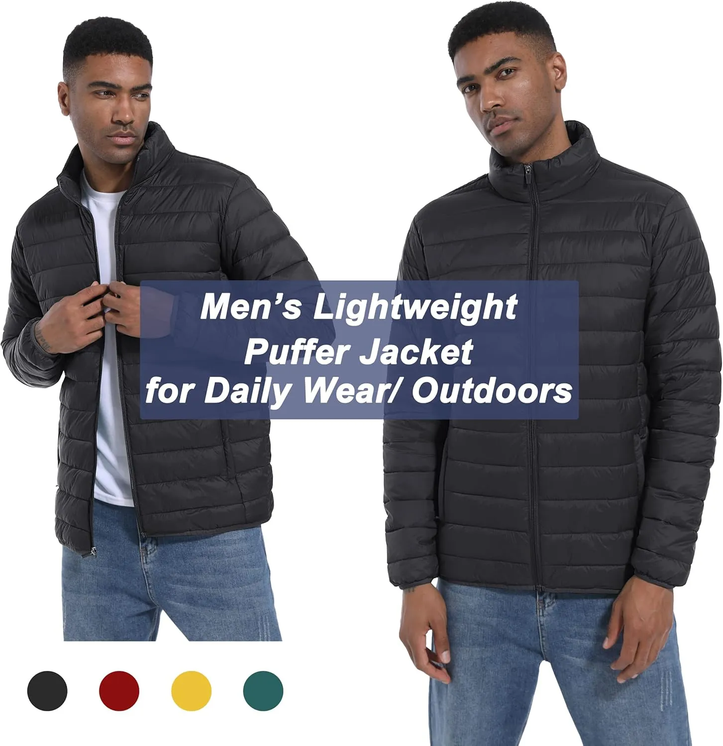 MAGCOMSEN Men's Puffer Jacket Lightweight Warm Winter Coats Water Repellent Windproof Insulated Jacket