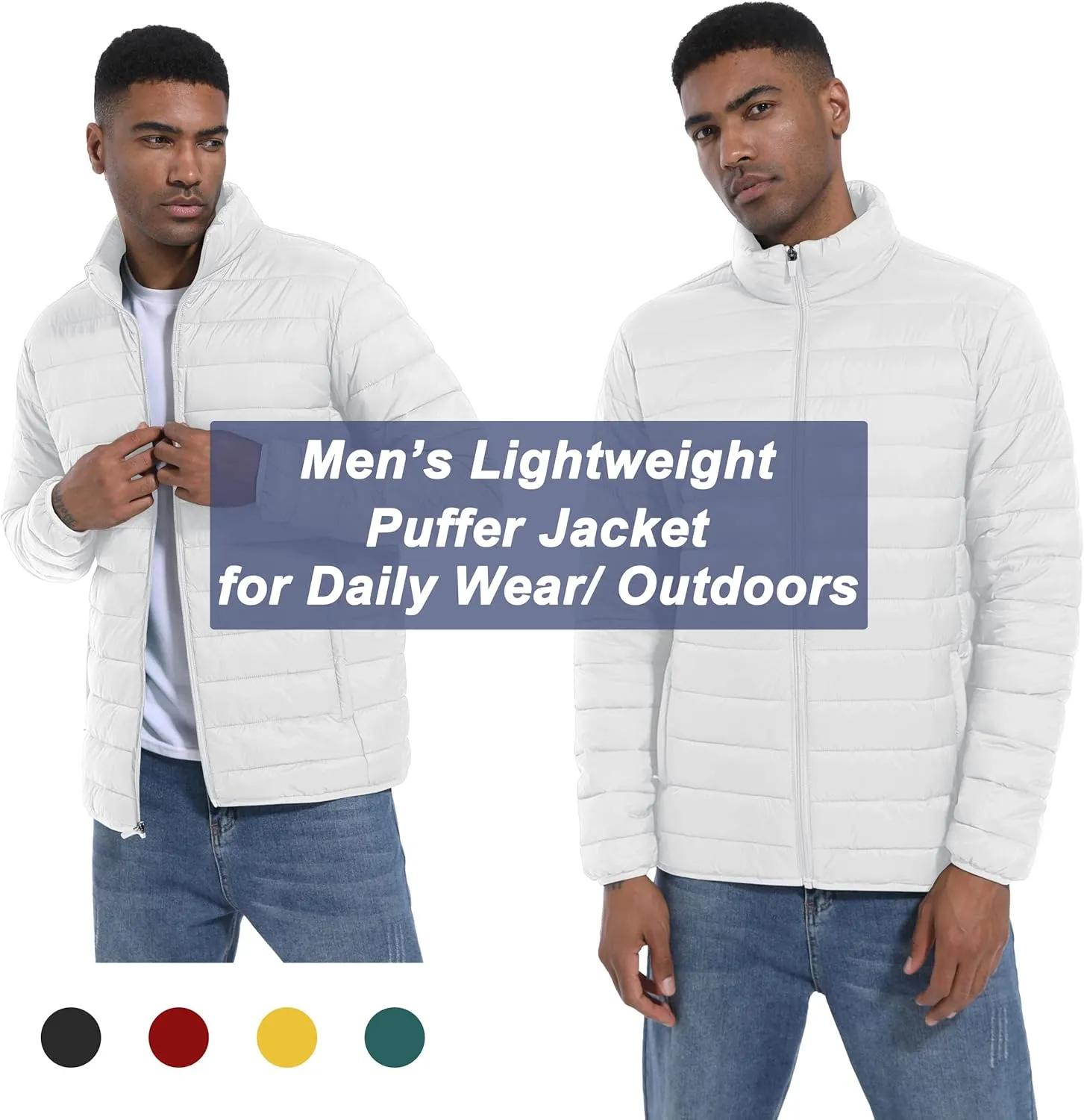 MAGCOMSEN Men's Puffer Jacket Lightweight Warm Winter Coats Water Repellent Windproof Insulated Jacket