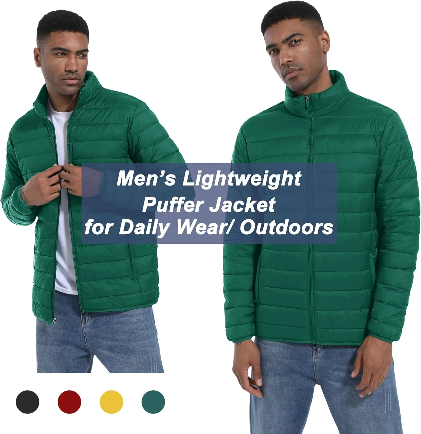 MAGCOMSEN Men's Puffer Jacket Lightweight Warm Winter Coats Water Repellent Windproof Insulated Jacket