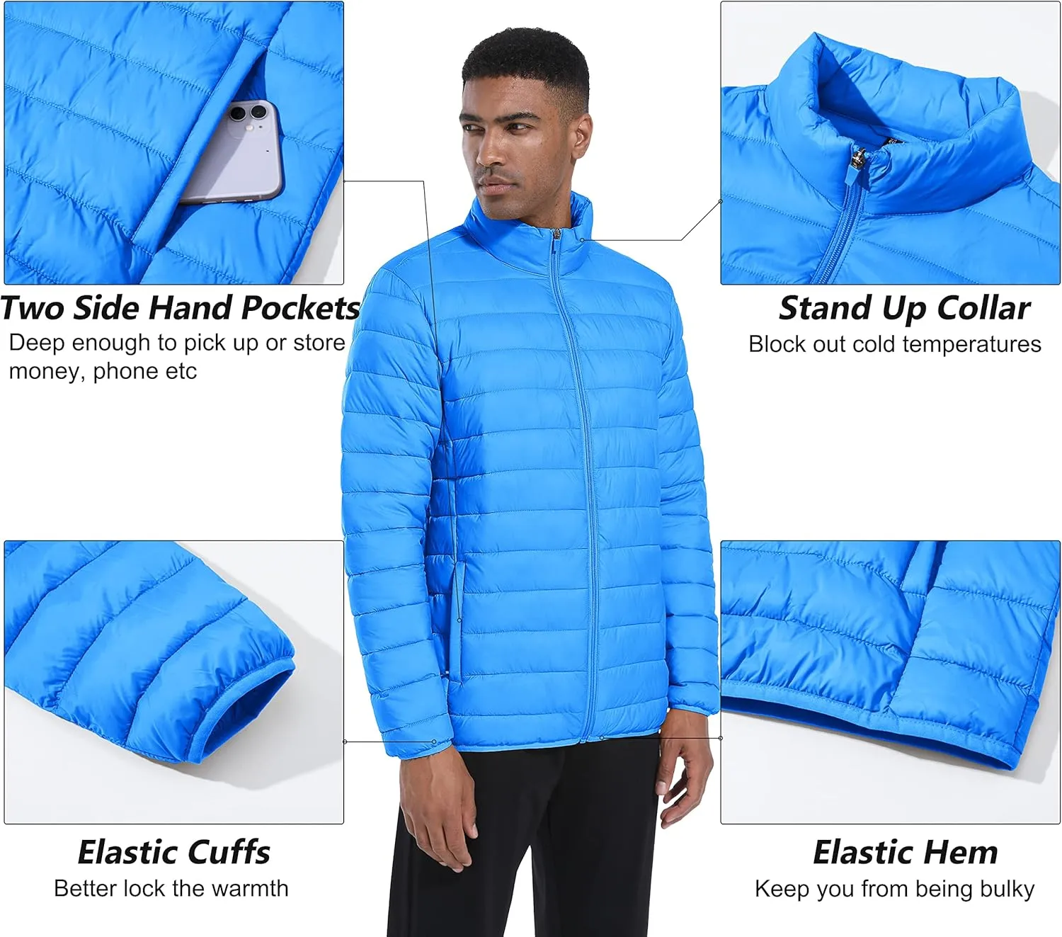 MAGCOMSEN Men's Puffer Jacket Lightweight Warm Winter Coats Water Repellent Windproof Insulated Jacket
