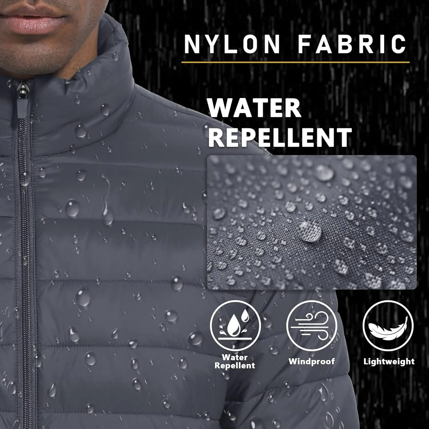 MAGCOMSEN Men's Puffer Jacket Lightweight Warm Winter Coats Water Repellent Windproof Insulated Jacket