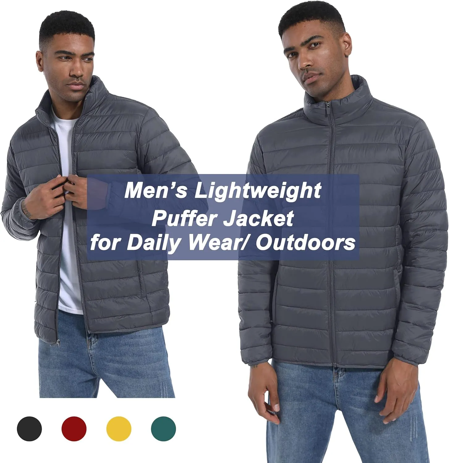 MAGCOMSEN Men's Puffer Jacket Lightweight Warm Winter Coats Water Repellent Windproof Insulated Jacket