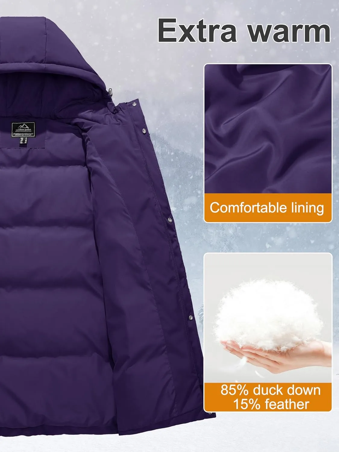 MAGCOMSEN Women's Winter Down Puffer Coats with Hood Long Water-Resistant Padded Warm Jackets Fashion Outerwear