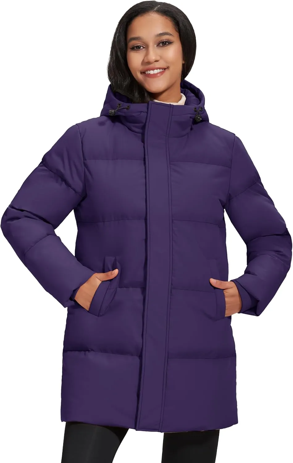 MAGCOMSEN Women's Winter Down Puffer Coats with Hood Long Water-Resistant Padded Warm Jackets Fashion Outerwear
