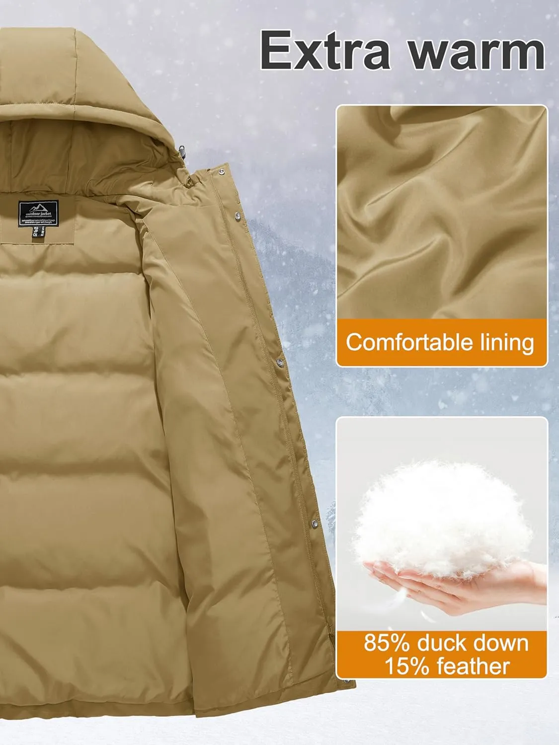 MAGCOMSEN Women's Winter Down Puffer Coats with Hood Long Water-Resistant Padded Warm Jackets Fashion Outerwear