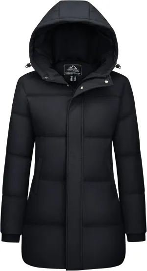 MAGCOMSEN Women's Winter Down Puffer Coats with Hood Long Water-Resistant Padded Warm Jackets Fashion Outerwear